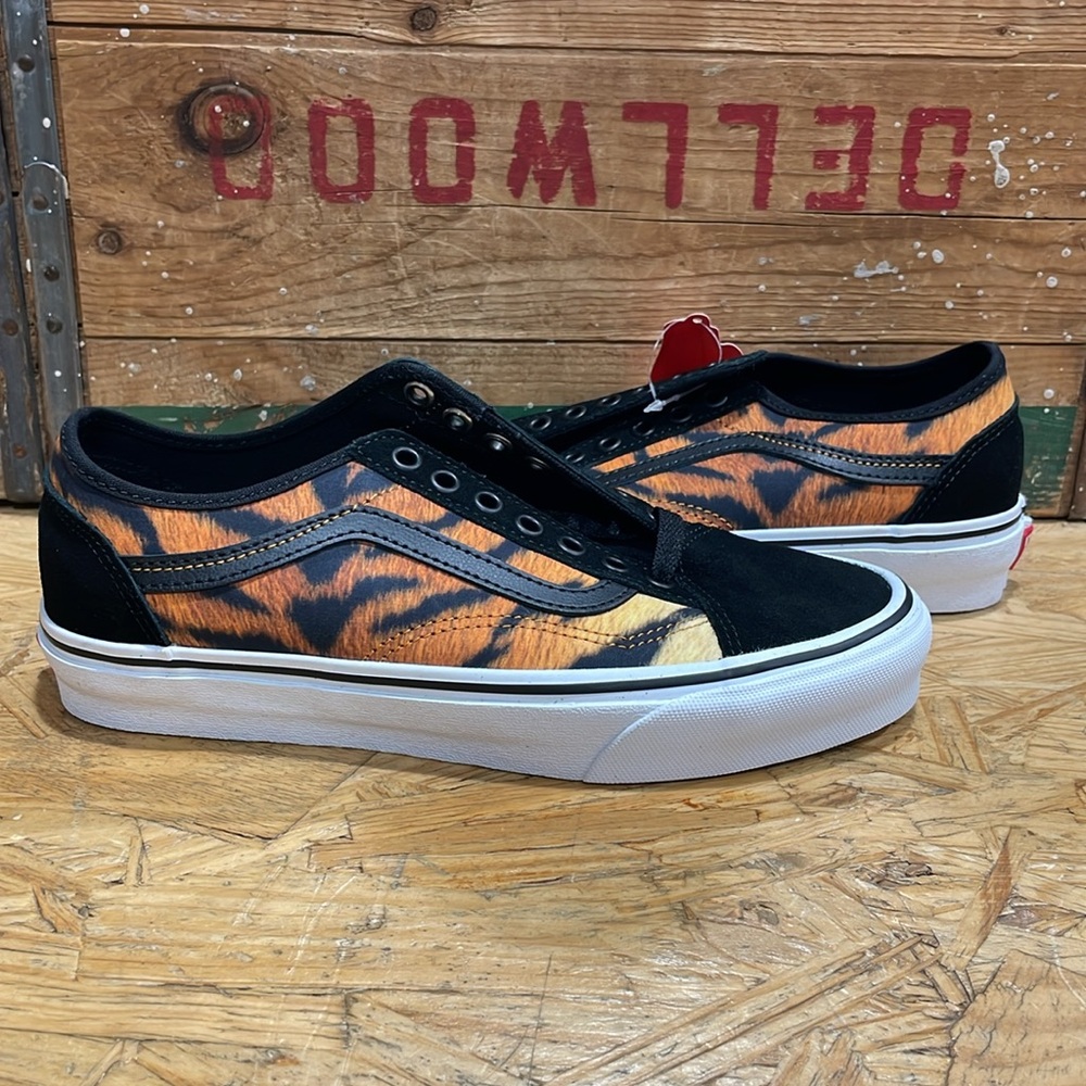 Vans Tiger Print Black Orange Low-Top Sneakers